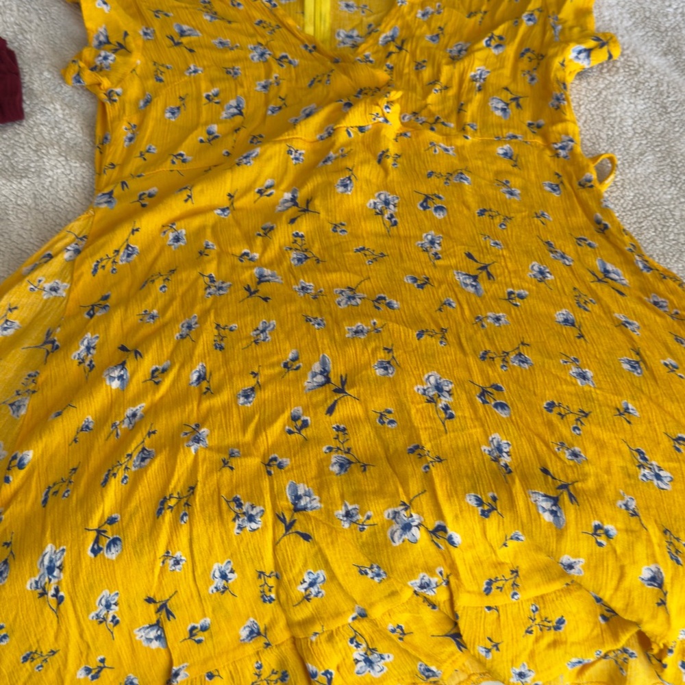 Yellow Floral Wrap Dress